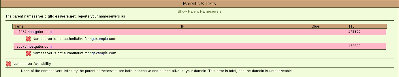 Errors in DNS Setup