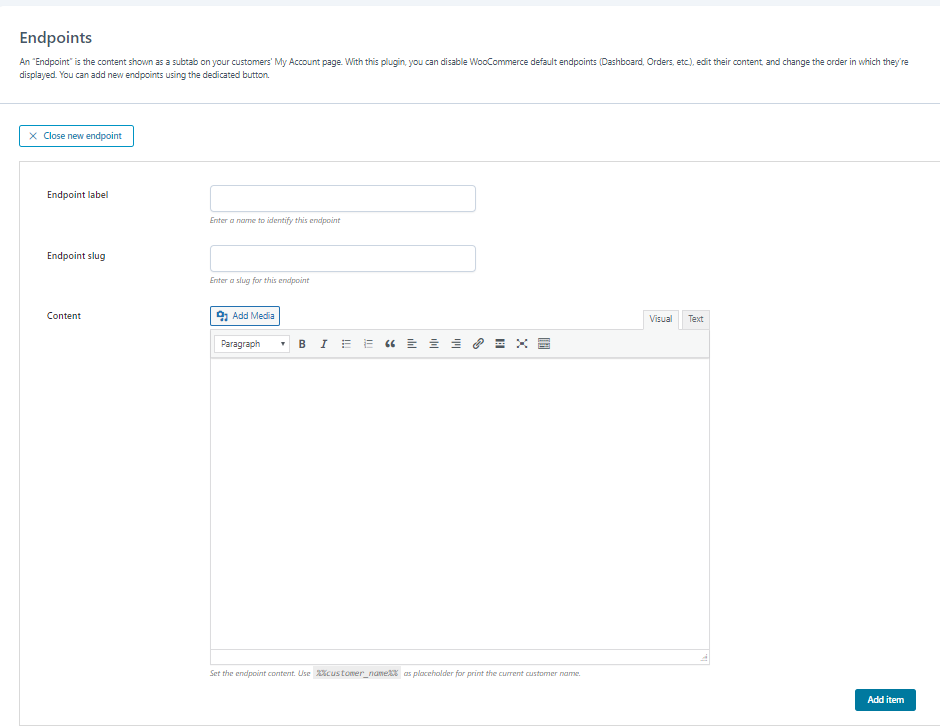 Setup Custom Endpoint
