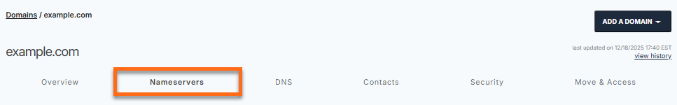 BH Portal - Domains Nameservers