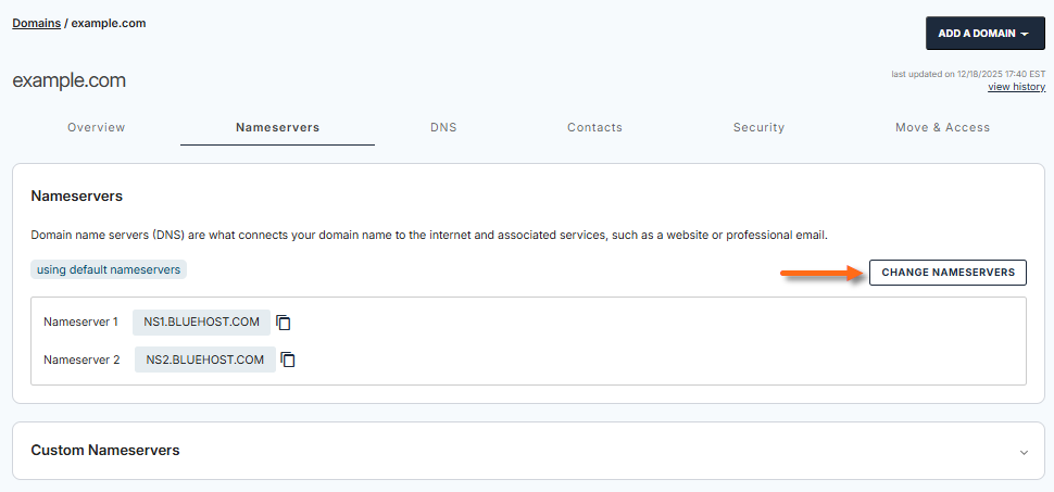 BH Portal - Domains Change Nameservers