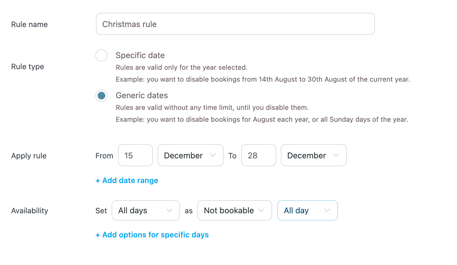 Availability rule