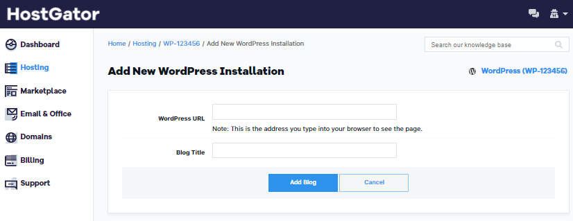 Optimized WordPress - Add new WP install