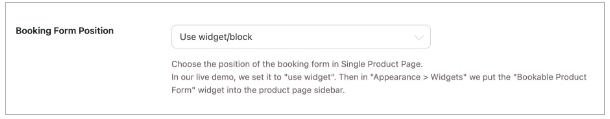 Booking form position