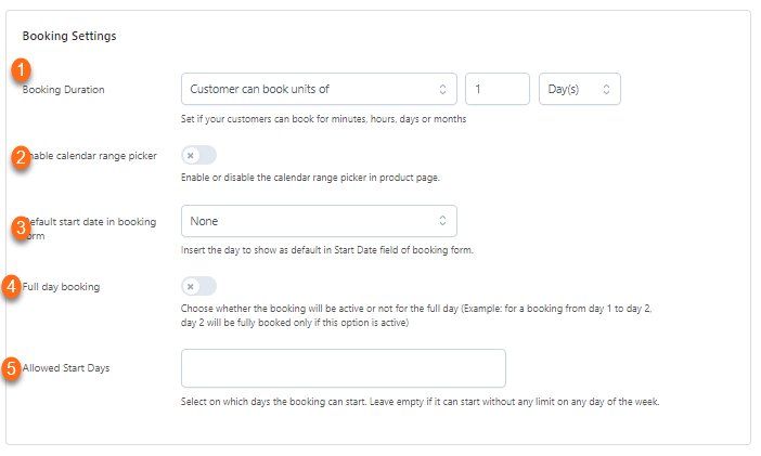 Booking Settings