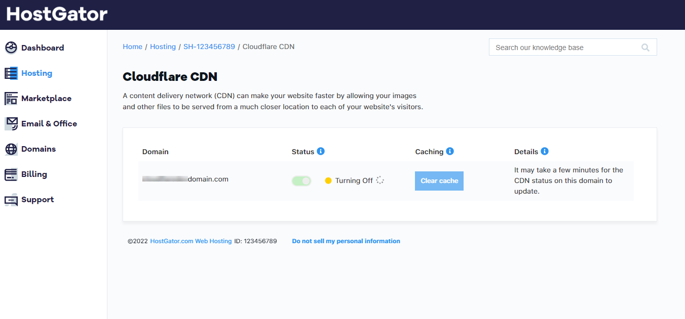 HostGator Cloudflare CDN Turn Off