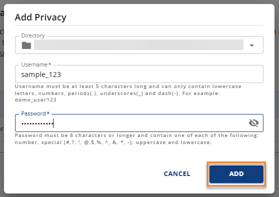 Add Privacy Add Button