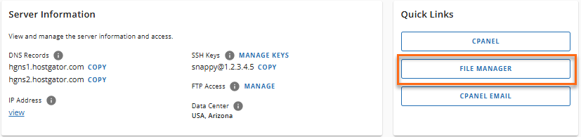 Quick links- File Manager