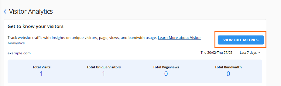 View Full Metrics Button