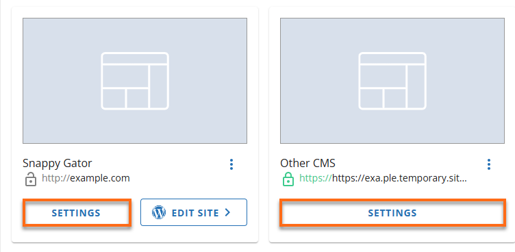 HG Customer Portal Website Tab - Settings Button