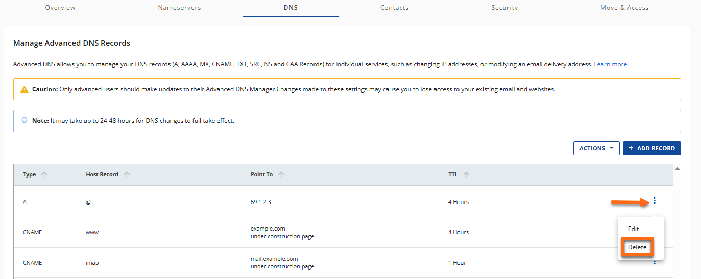 Delete DNS