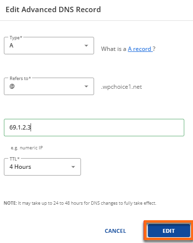 Edit DNS button