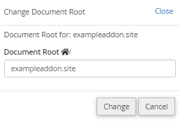 Change Document Root popup