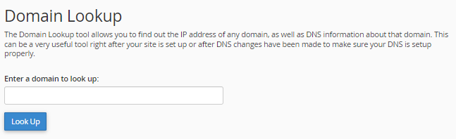 cPanel - Track DNS - Domain Lookup