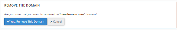 Confirm removal of domain