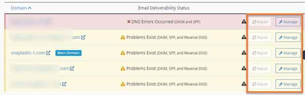 cPanel - Email Deliverability Status