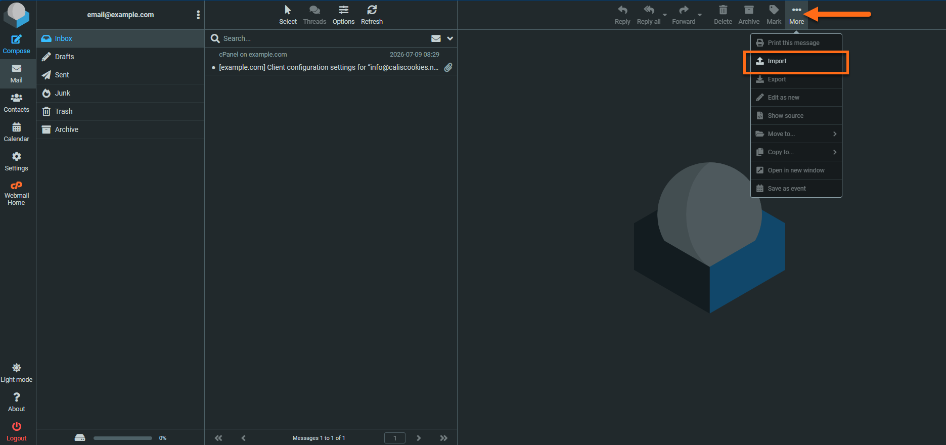 Roundcube - Import Messages
