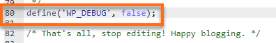 Define WP Debug False