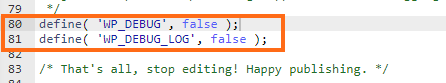 Define WP Debug Log False