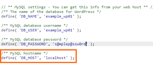 Example of WordPress Hostname