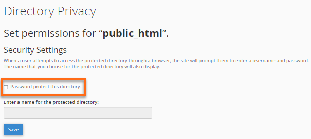 HostGator - cPanel - Directory Privacy - Enter a Name