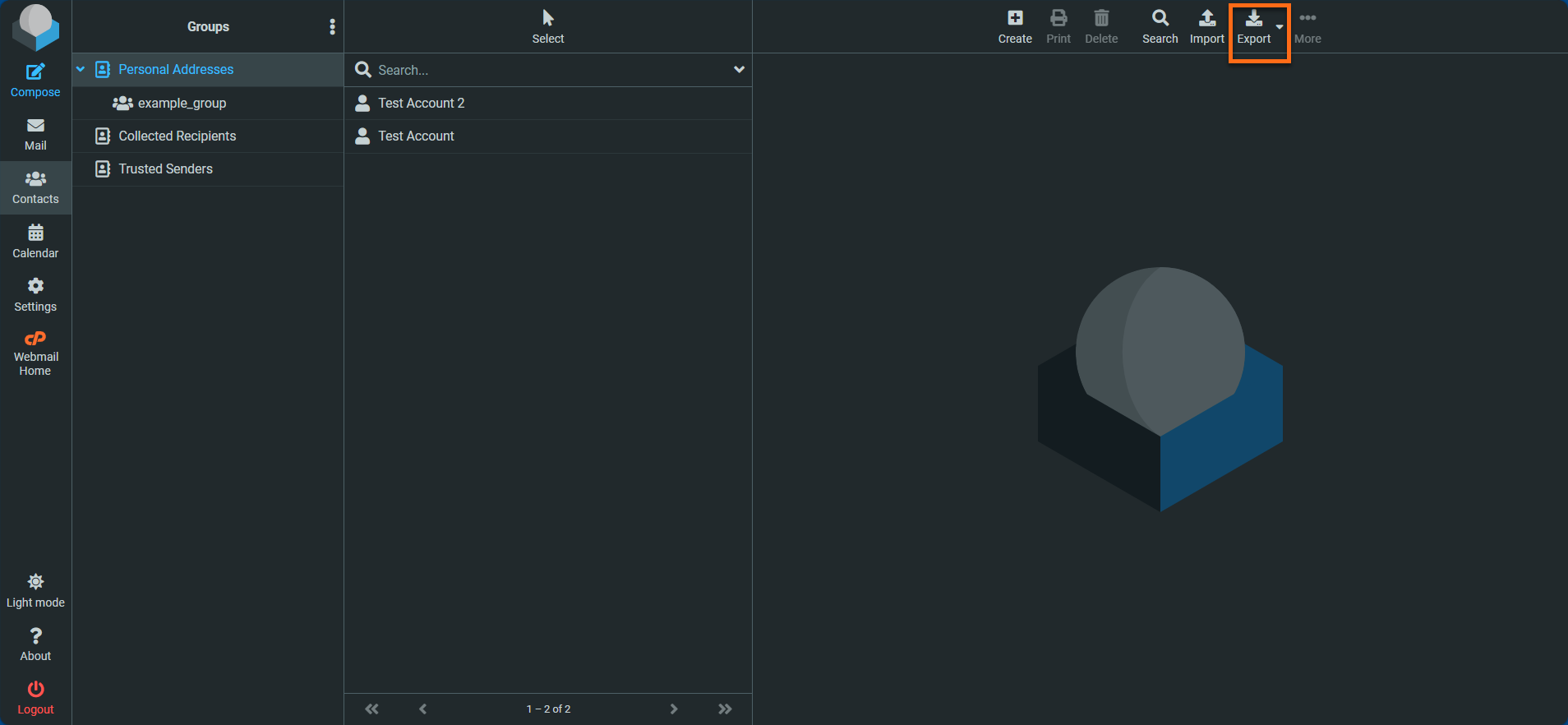 Roundcube - Contacts - Export icon