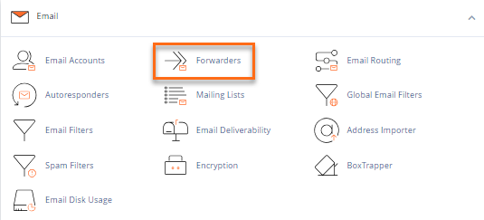 cPanel - Email Accounts - Forwarders