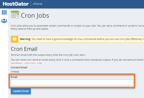 cPanel - Cron Jobs - Cron Email