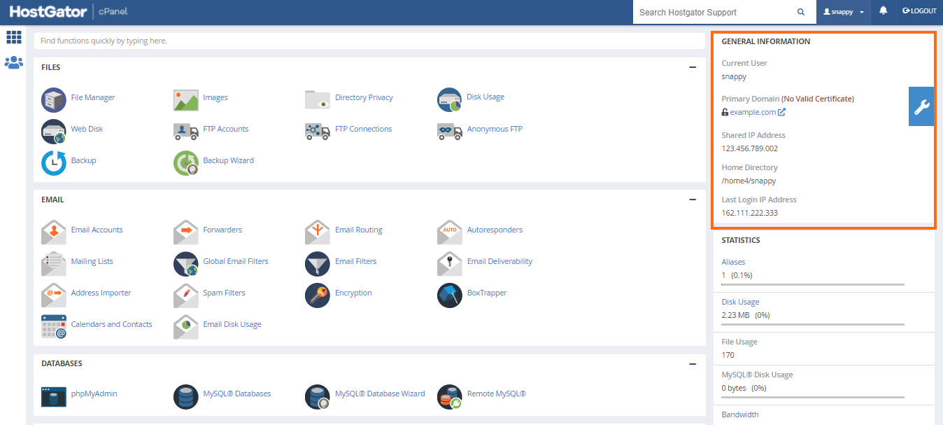 cPanel General Information