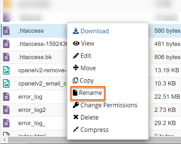 Rename .htaccess File