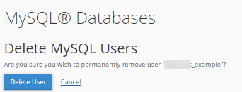 confirm deletion of database user