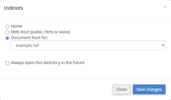 HostGator - cPanel - Indexes Settings Optiions