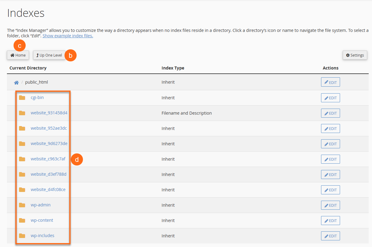 HostGator - cPanel - Indexes Directory