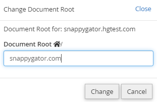 Change Document root pop-up