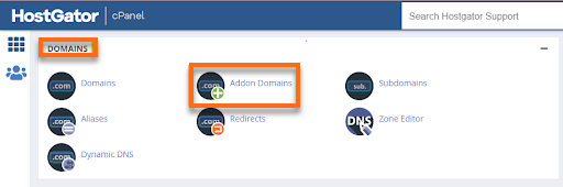 HostGator cPanel - Addon Domains Button