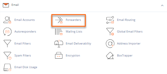 cPanel email forwarder icon
