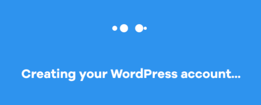 WordPress account creation prompt