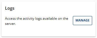 Advanced tab - Logs card