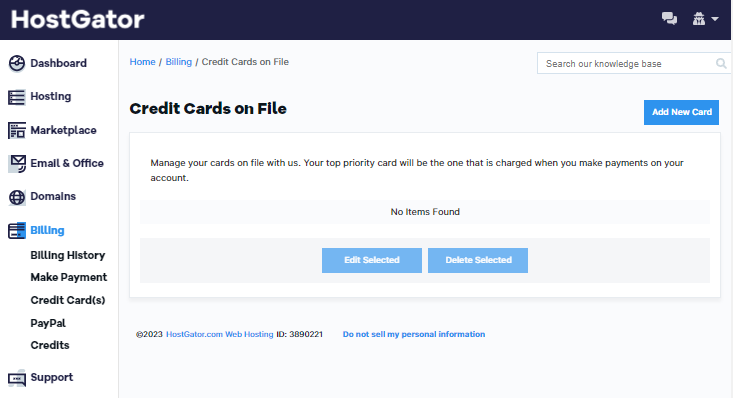 Customer Portal - Credit Card(s)