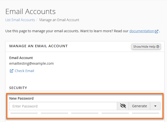 Customer Portal - Email & Office cPanel Email Change Password