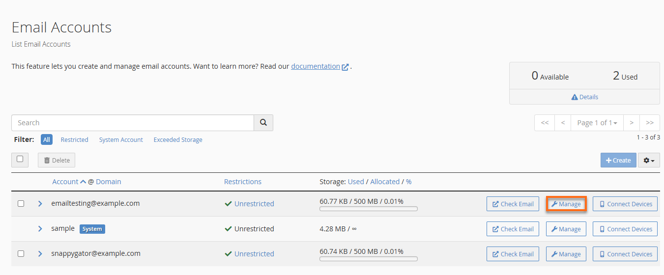 Customer Portal - Email & Office cPanel Email Manage