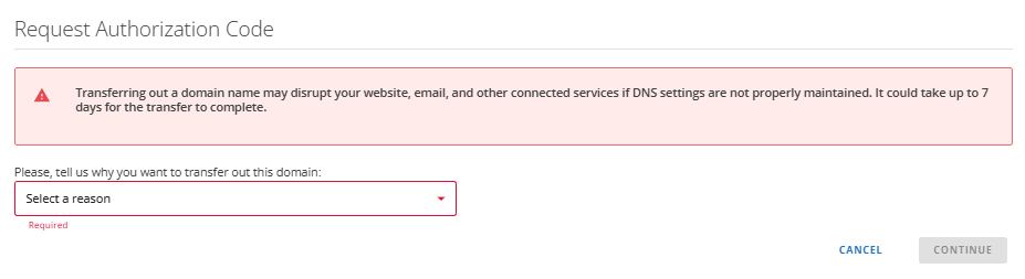 Move & Access tab - Select a reason
