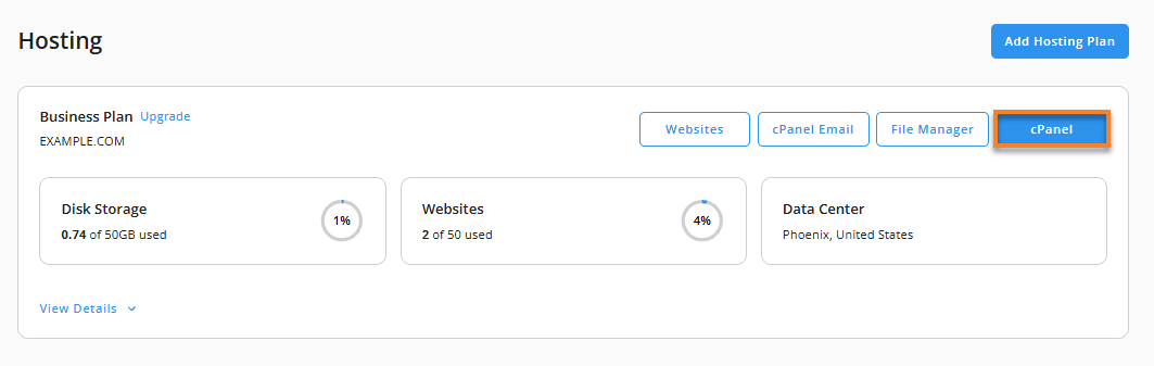 Quick Links - cPanel