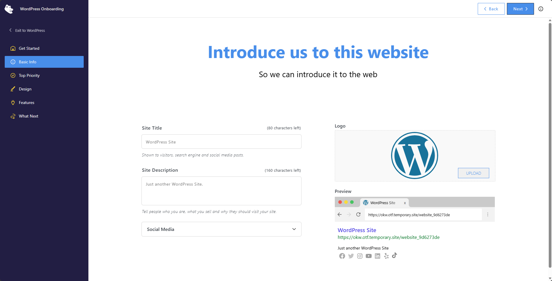 Install WP - Basic Info