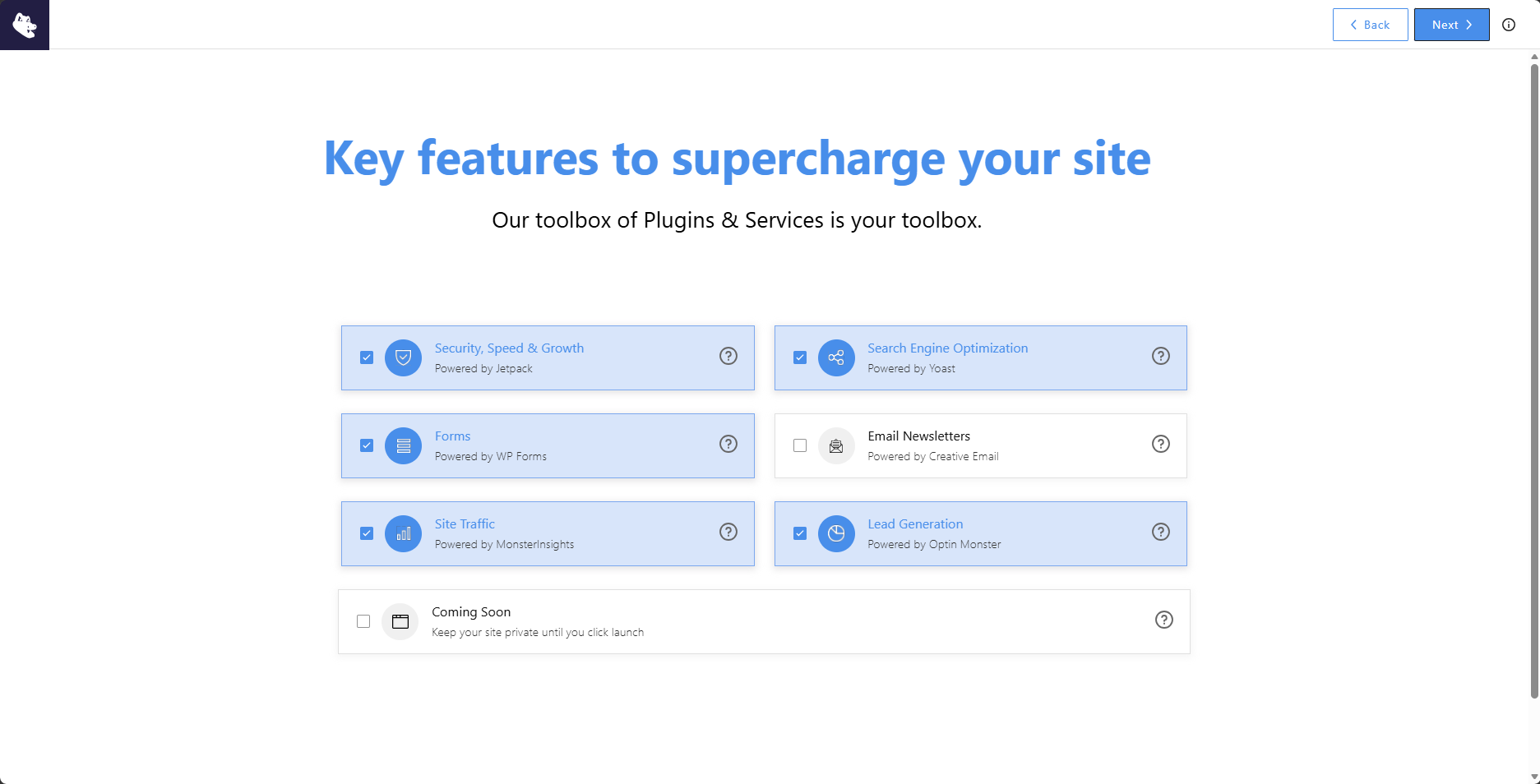 Install WP - Features Layout