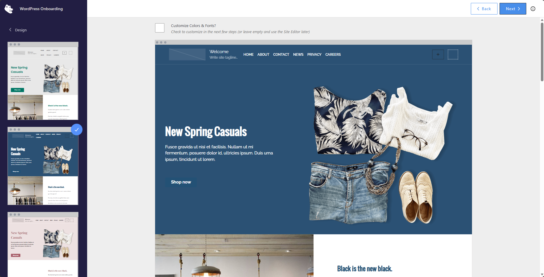 Install WP - Theme Style Customize