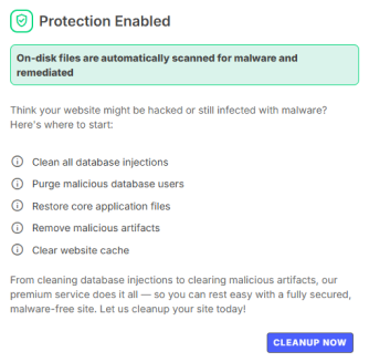 HostGator Malware Protection -  Protection Enabled Section
