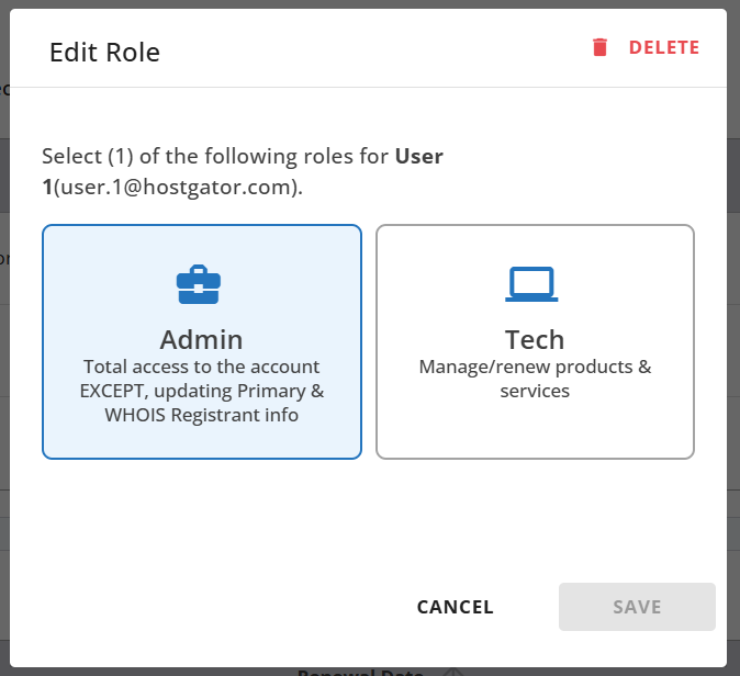 Customer Portal - Edit user