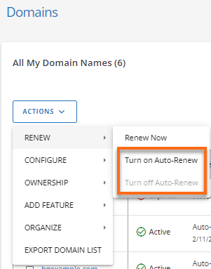 Customer Portal - Actions - Turn on/Turn off Auto-Renew