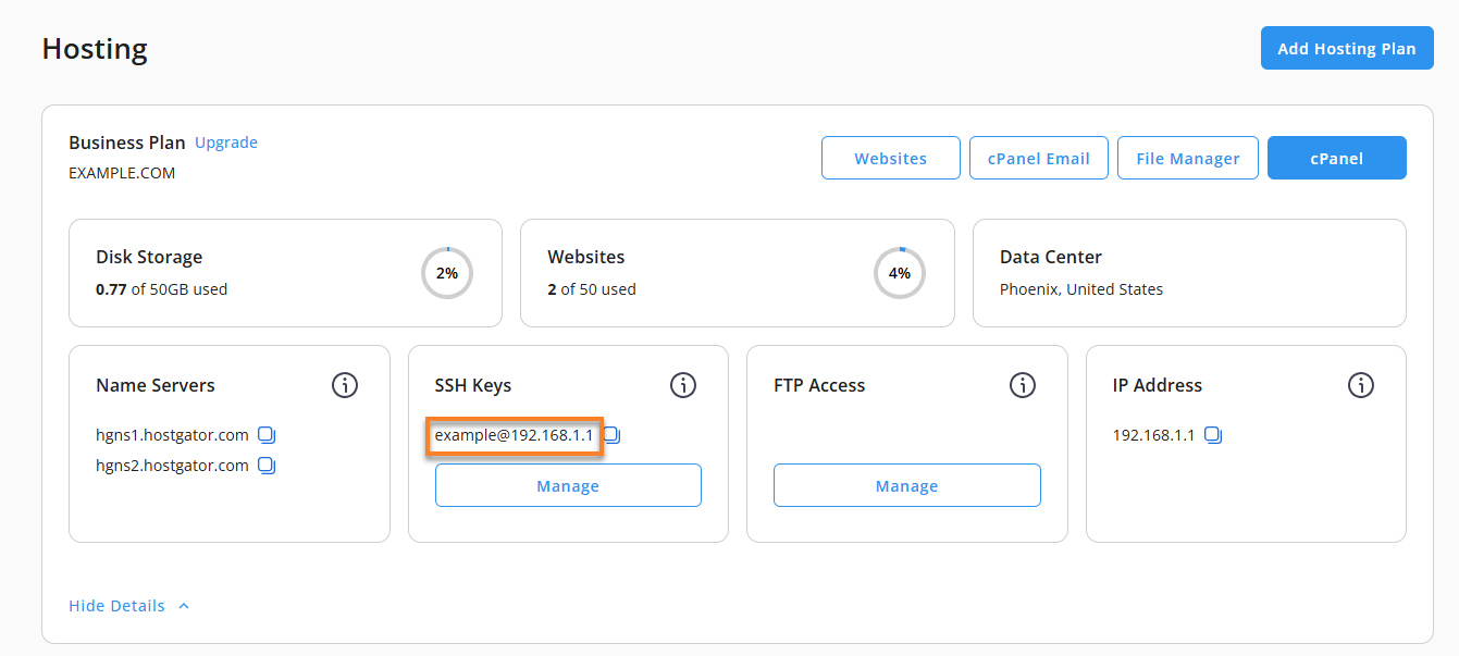 Server Information section