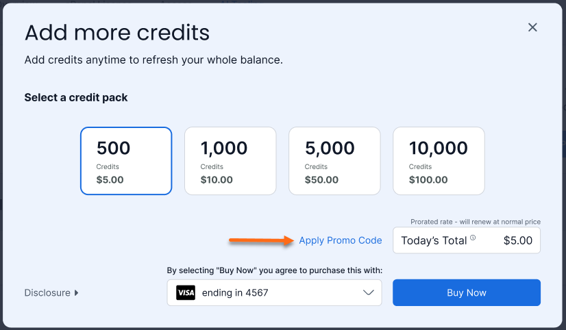 Customer Portal - Hosting tab - AI Tooling - Apply Promo Code